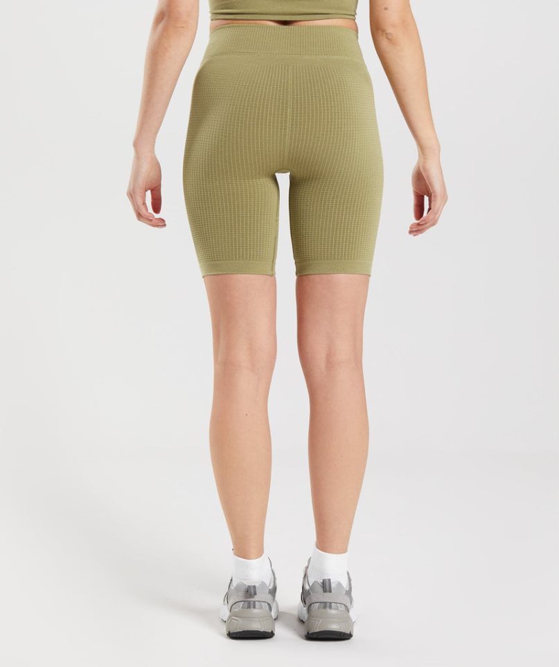 Women's Gymshark Pause Seamless Cycling Shorts Olive | NZ 0ZDGOU